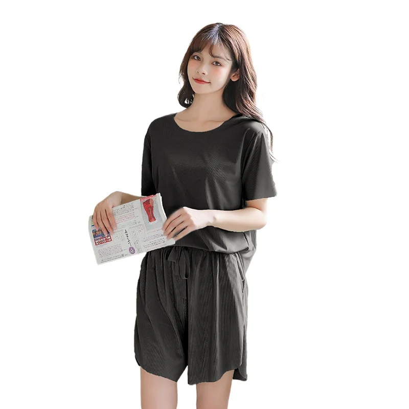 Pajamas Sets Women's Summer 2021 New Sweet Ice Thin Short Sleeve Nightwear Leisure Home Clothes 2Pcs Suit Sleepwear Lingerie