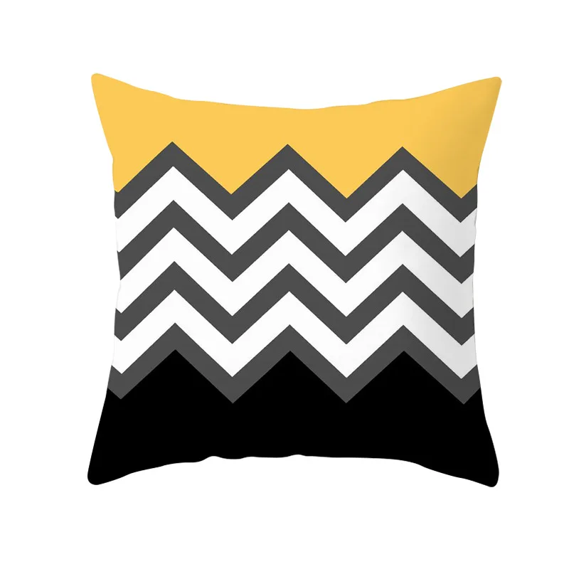 

Yellow Geometric Hug Pillowcase Peach Skin Hug Pillowcase Car Sofa Cushion Cover Wholesale