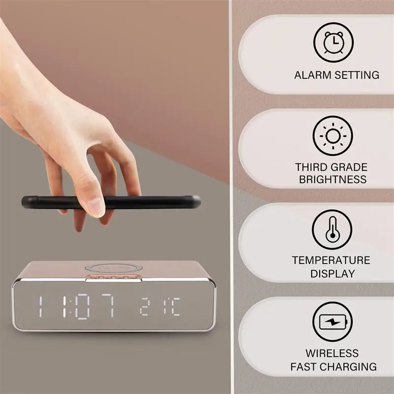 

1 Set of Wireless Charger Desktop Alarm Clock Cellphone Charger for Home