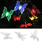 Светодиодная Водонепроницаемая садовая декоративная лампа в виде бабочки, стрекозы, экологически чистая Светодиодная лампа на солнечной батарее, водонепроницаемое уличное освещение