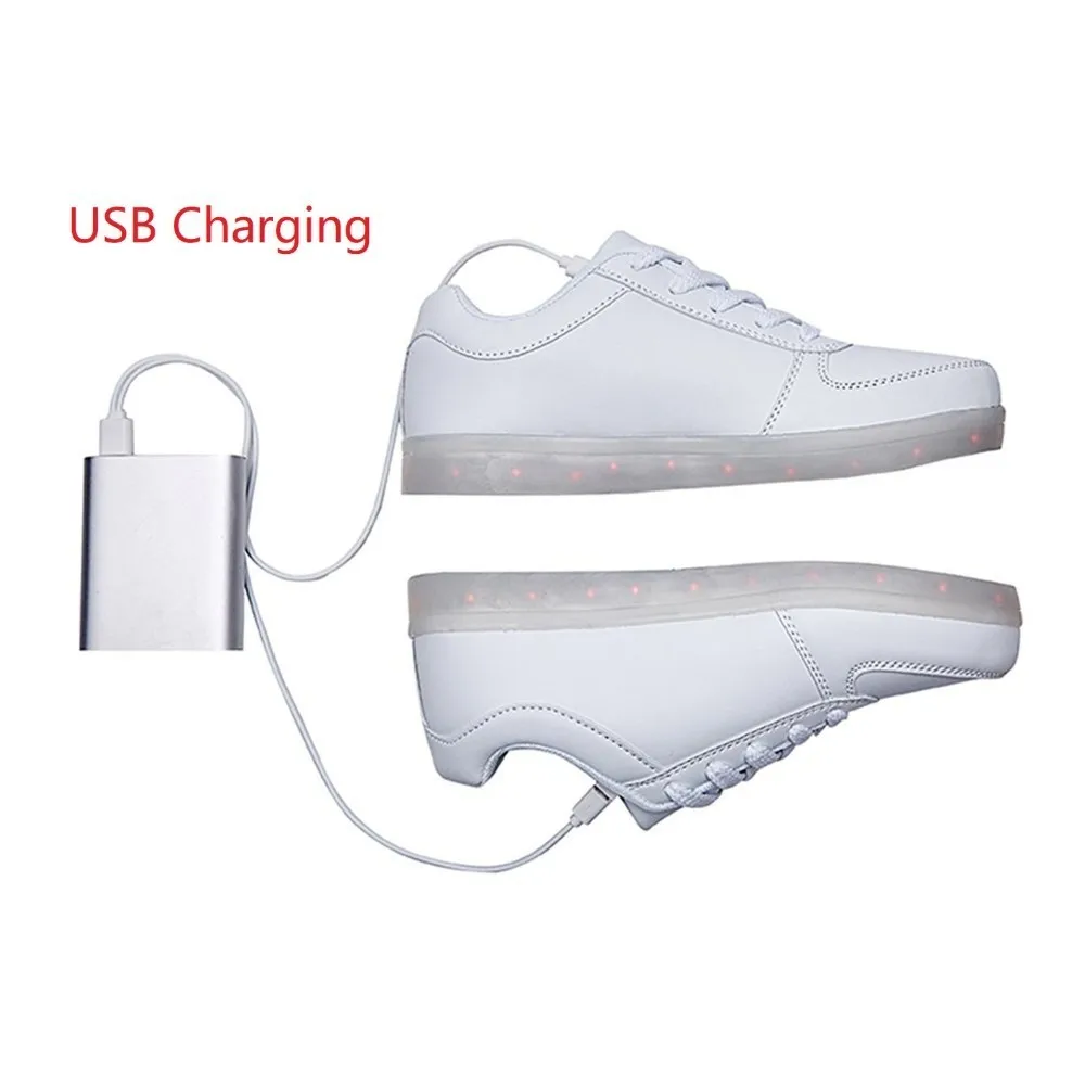 

Light Shoes USB Charger LED Women Casual Footwear Luminous Sneakers For Lovers Glowing Female Flats Lace Up Glowing Couple Shoes