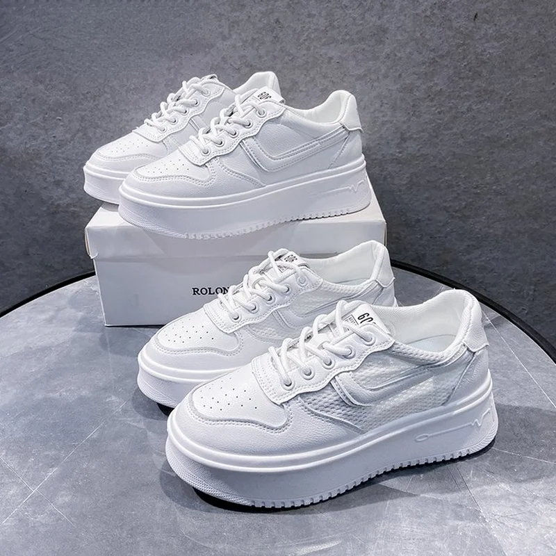 

2021 White Sneakers Women Summer New Mesh Ladies Vulcanized Shoes Breathable Sports Basket Femme Casual Platform Sneakers Women