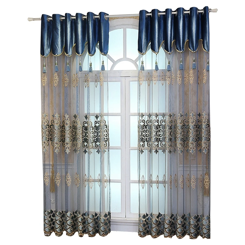 

Velvet Embroidered Tulle Curtains For Living Room Bedroom Europe Luxury Screen Sheer Voile For French Window Door Curtains X797T