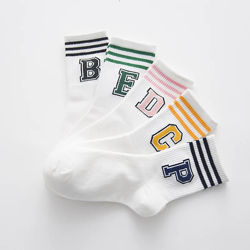 Модные белые носки в стиле харадзюку с надписями Забавные короткие милым