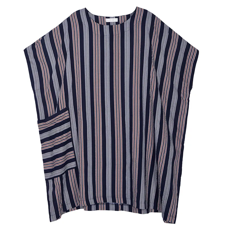 

XITAO New Arrival Korea Casual Women Striped Loose Knee-Length Dress Female O-Neck Sleeveless Pullover Dress CXB1133