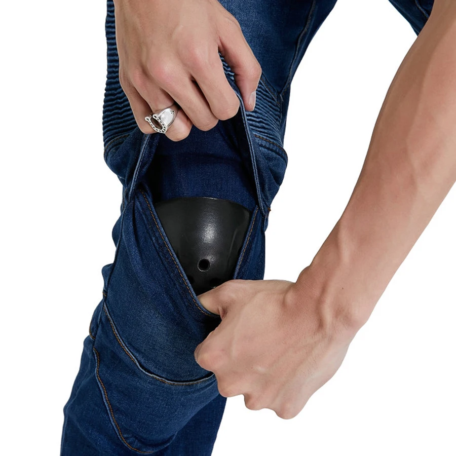 Мужские синие мотоциклетные джинсы защитное снаряжение для езды на мотоцикле