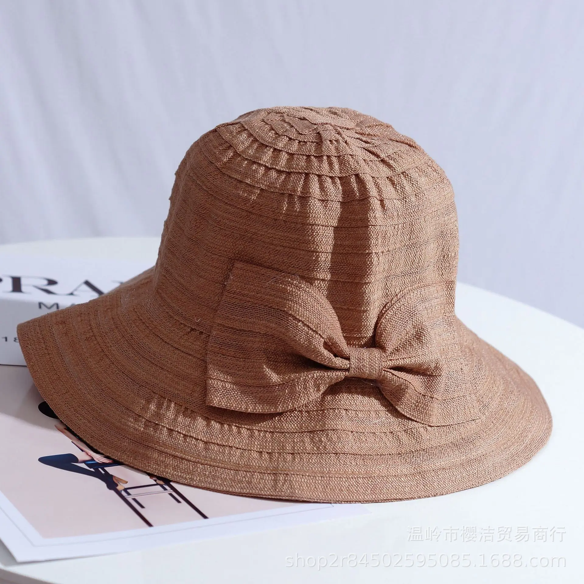 

2021 spring and summer bow big eaves sunshade fisherman's Hat Women's sun hat