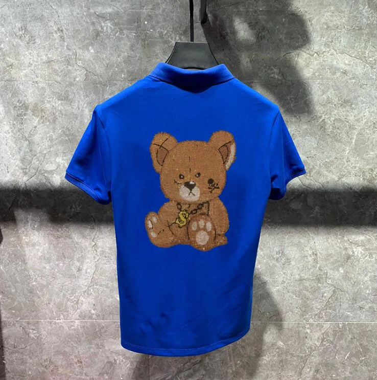 brand casual summer Rhinestones short sleeve polo shirt men Diamond stone luxury mens polos tee shirts dress fashio | Мужская одежда