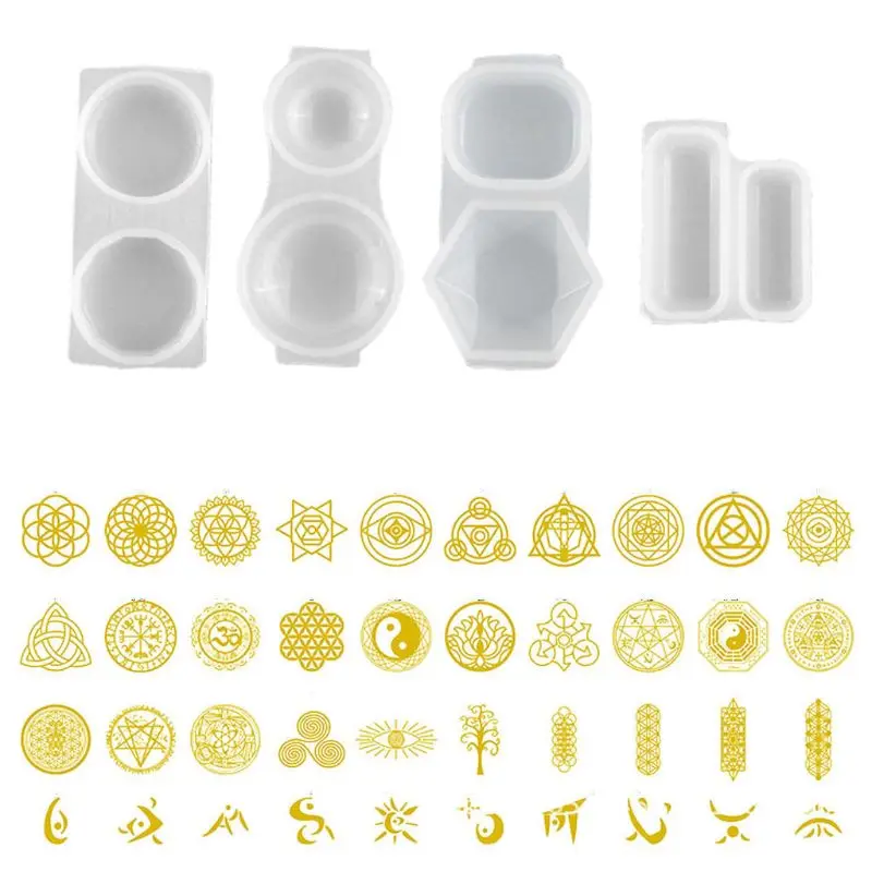

Faceted Round Orgonite Resin Pendant Mold Orgonite Stickers Silicone Resin Mold