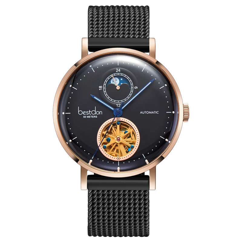 Швейцарские мужские механические наручные часы автоматические с турбийоном