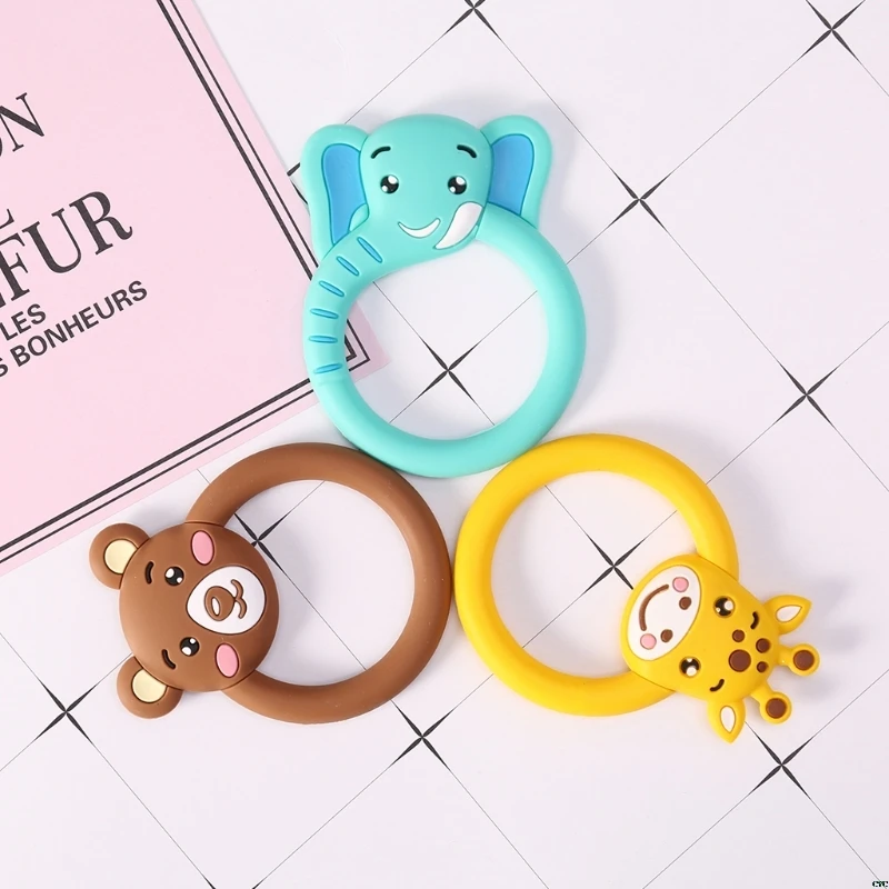 

NoEnName_Null Baby Silicone Teethers BPA Free Teething Toy Animal Tortoise Fox Bee Elephant Baby Ring Teether Silicone DIY Chain