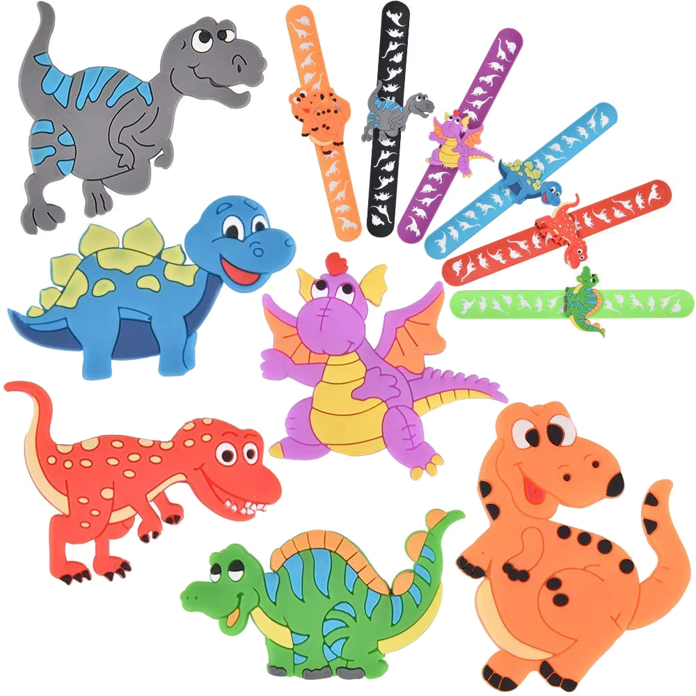 

1pcs Dinosaur Party Favors Slap Bracelets Dinosaur Rings DIY Slap Bracelets Silicone Dinosaur Party Toys for Children Gift