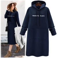 2021 autumn and winter new mid length t shirt plus size womens loose sweater women dress long sleeves
