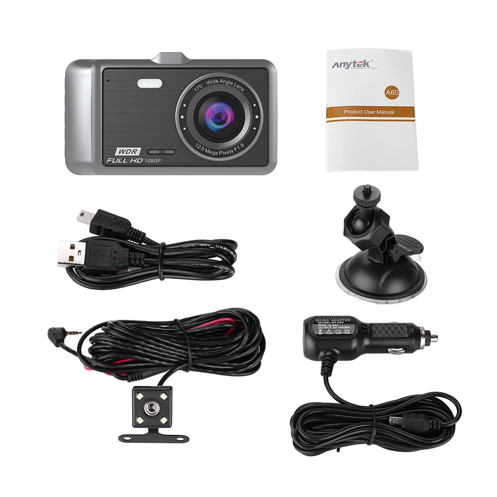 Автомобильная мини камера anyket A60 FHD 1080P 4 &quotДвойной объектив Видеорегистраторы