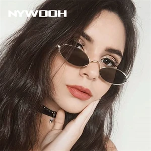 Овальные Солнцезащитные очки NYWOOH для мужчин и женщин, брендовые дизайнерские маленькие красные солнцезащитные очки, женские и мужские винтажные очки UV400