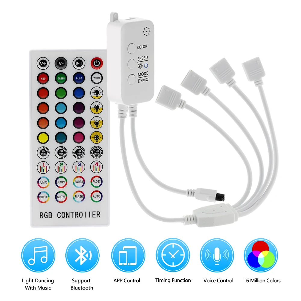 RGB Led управление Лер DC5 24V Bluetooth музыкой 40 клавиш 16 миллионов цветов с таймером