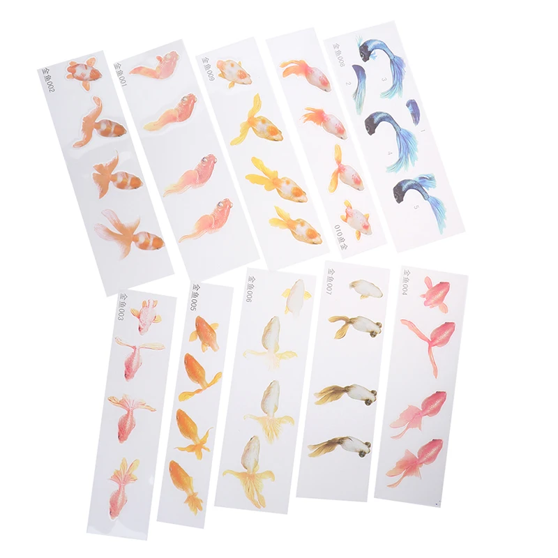 10 шт. 3D зеленые листья настоящая Золотая рыбка прозрачная водяная трава пленка