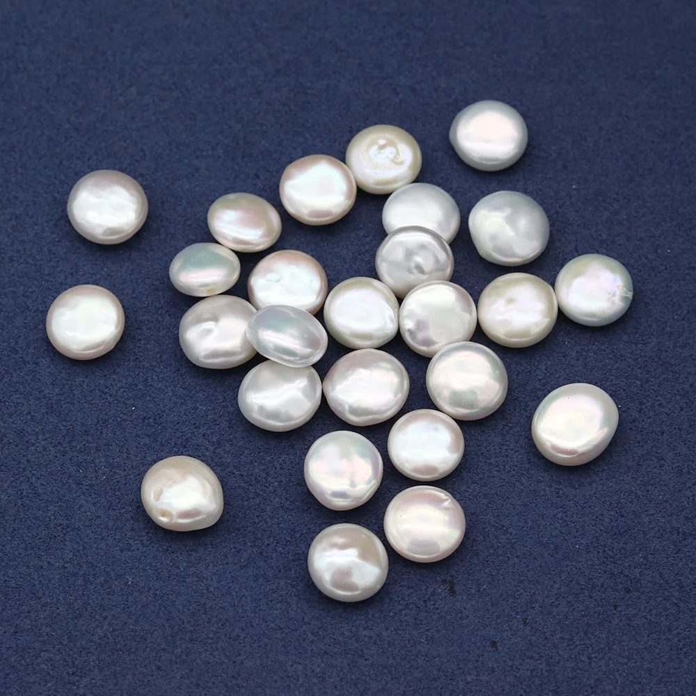 

2pcs Button Shape Natural Freshwater Pearls Beads No Hole White Loose Beads for Necklace Bracelat Jewelry Making DIY 10-11mm