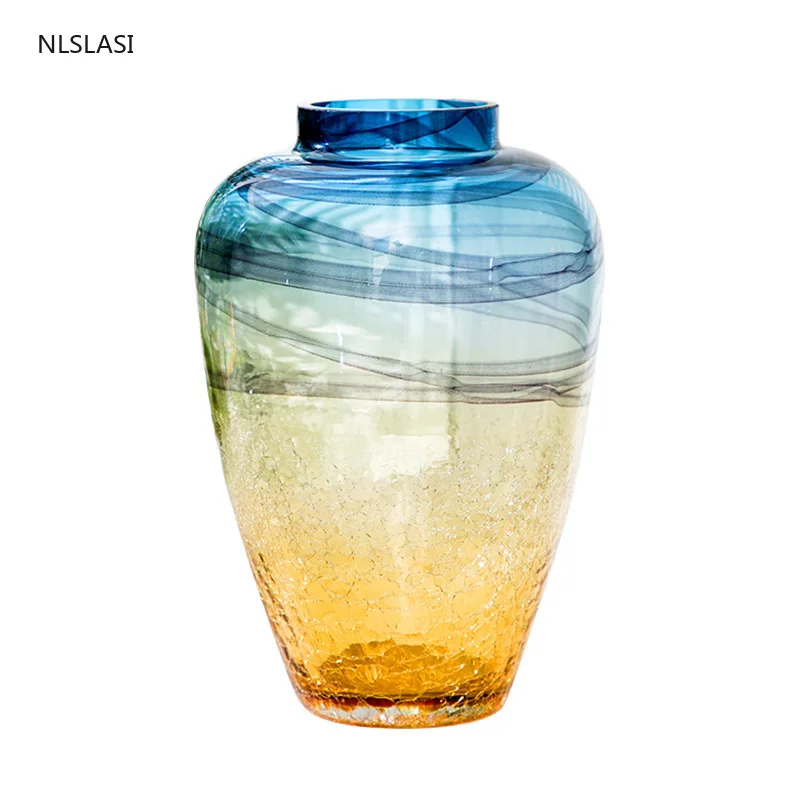 

Handmade gradient glass vase modern flower arrangement flower creative home hydroponic vase living room decoration