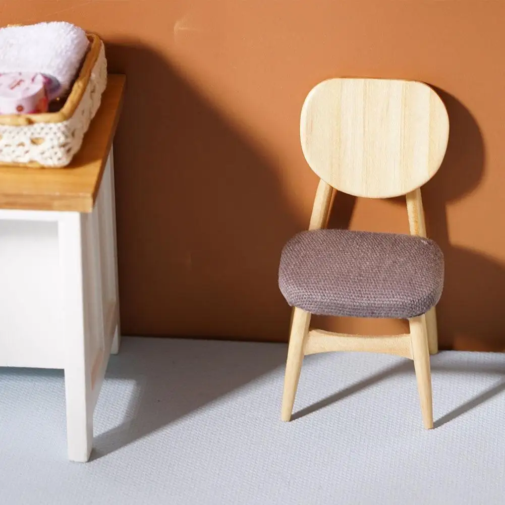 

1:12 Doll House Single Chair Doll House Ash Mini Furniture Decoration G0C1