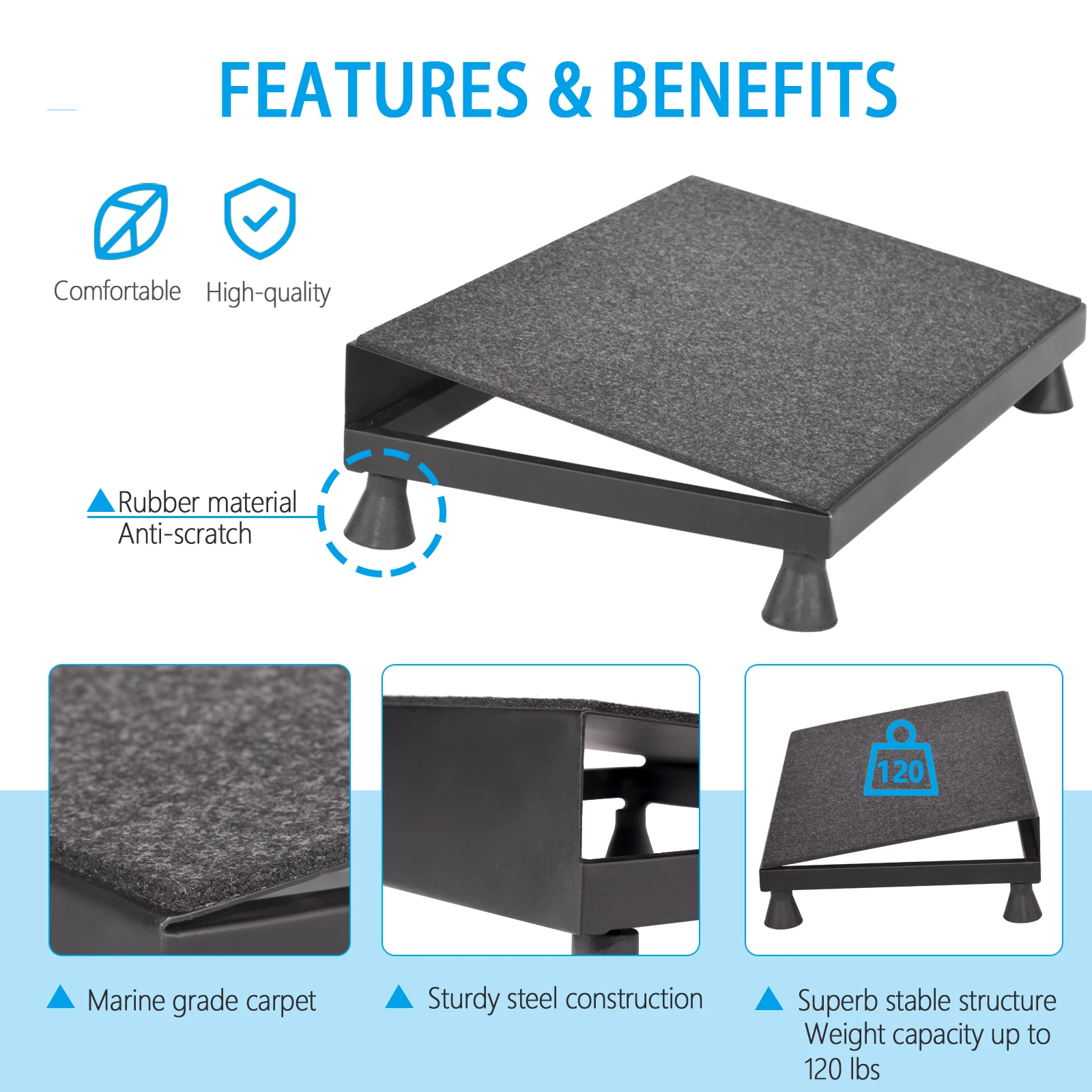 Эргономичная подставка для ног с максимальной нагрузкой 120 фунтов и нескользящей