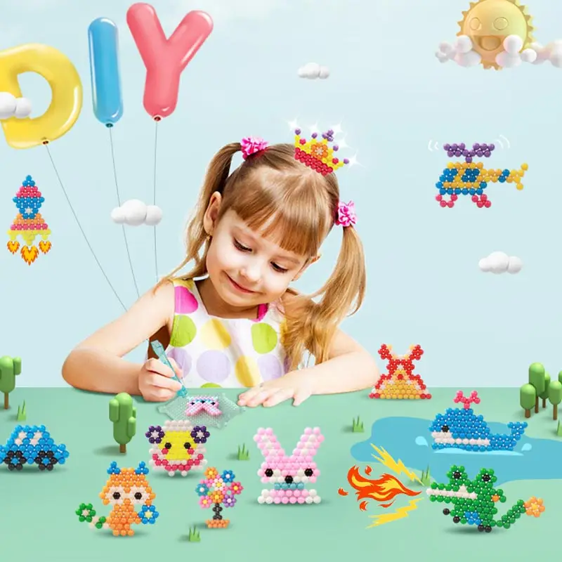 Juego de rompecabezas de 24 colores para ni&ntilde;os, cuentas adhesivas m&aacute;gicas de agua con accesorios, juguetes educativos para ni&ntilde;as y ni&ntilde;os, 3100 Uds.-3