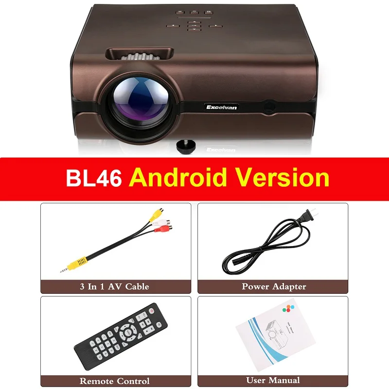 BL46 with Android Excelvan BL45 2000 люмен ЖК-проектор домашний кинотеатр 1080P светодиодный ТВ проектор мультимедийный проектор низкий уровень шума светодиодный проектор в формате Full HD - Цвет: BL46 with Android