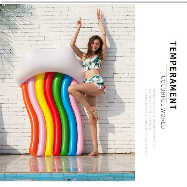 180*110 см надувной Радужный поплавок облако плавательное кольцо для взрослых детей