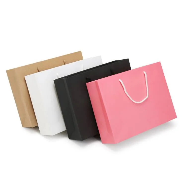 50 шт. в 3 размерах Белая Подарочная сумка с ручкой черный/коричневый пакет из