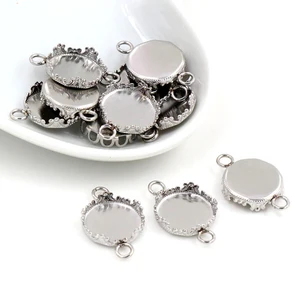 (Не выцветает) 12 мм 20 шт из нержавеющей стали Croen Cameo Настройки Кабошон База Подвески кулон высокое качество Connector-T5-41