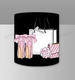 

Round Backdrops Circle Background Eiffel Tower Fashion Parisian Girl Backdrop Birthday Party Candy Table Cylinder Covers Banner