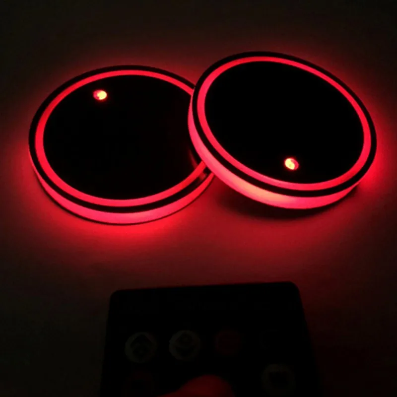 2 шт. USB зарядка Автомобильный светодиодный подстаканник для воды коврик RGB