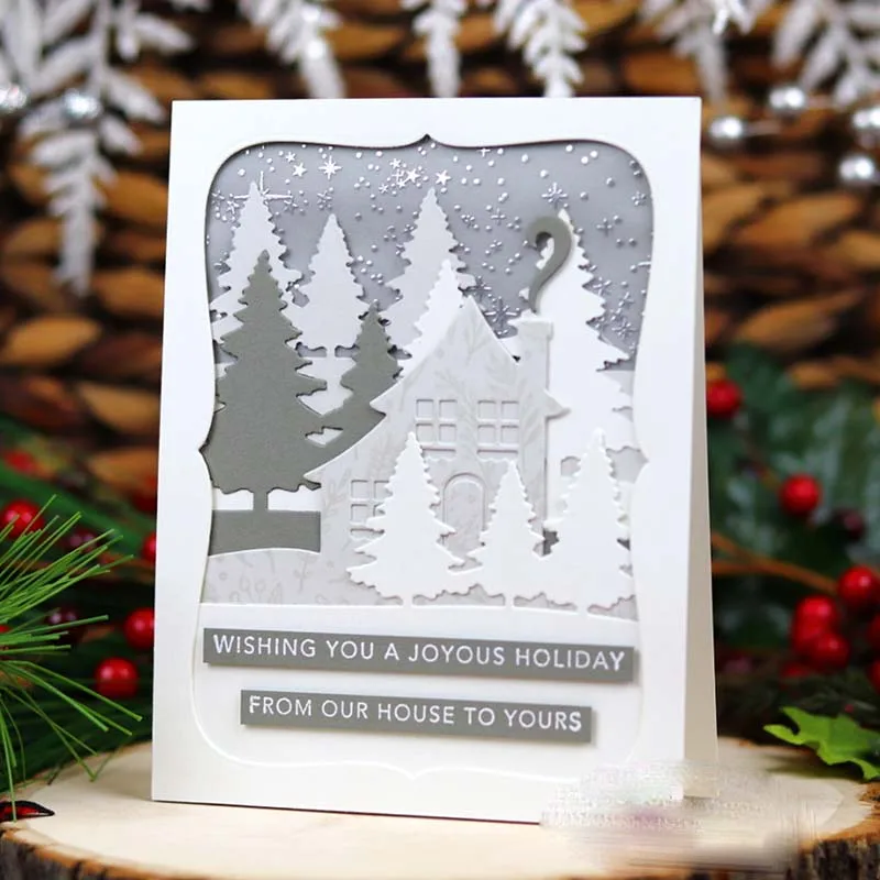 Металлические штампы для вырезания рождественский дом скрапбукинга бумаги