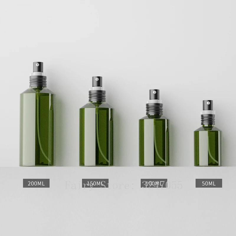 

50ml100ml150ml200ml 50pcs Empty PET Cosmetic Dark Green Lotion Pump Bottle,DIY Emulsion Packing Bottle,Portable Makeup Container