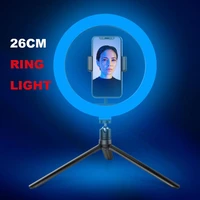 26cm rgb selfie ring light 10 inch photography led rim of lamp with mobile holder support tripod stand ringlight for live video
