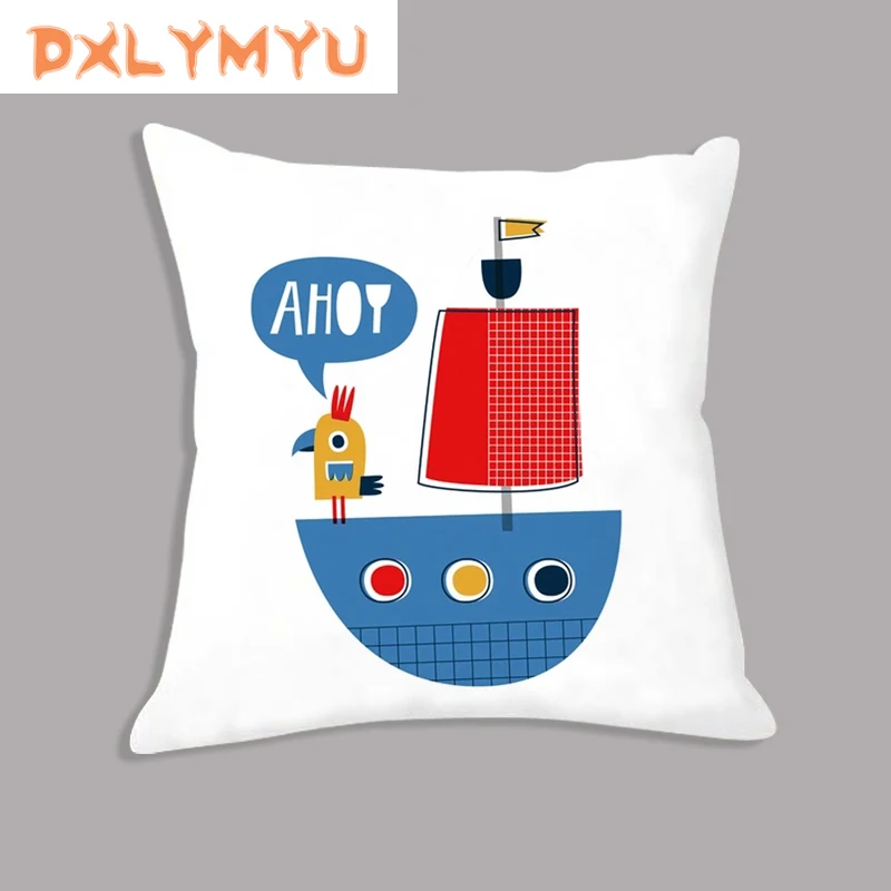 Мультяшная Подушка матросский мальчик Осьминог лодка скандинавские плакаты
