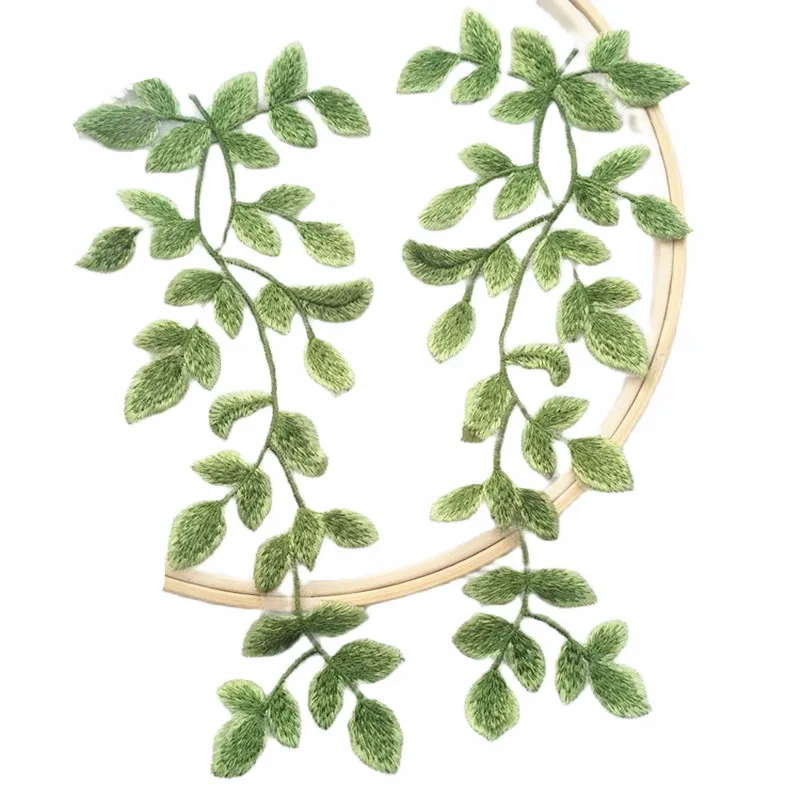 Высококачественная кружевная ткань с зелеными листьями кружевной воротник