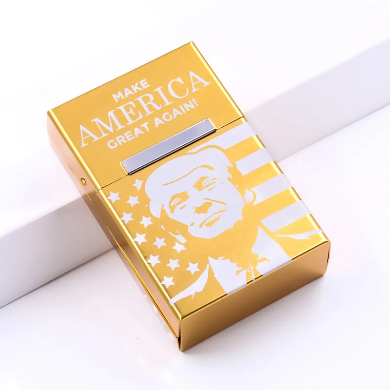 Американский Президент Трамп алюминиевая сигаретная коробка чехол для курения