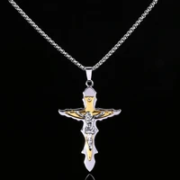 fashion religious alloy hip hop unisex gift outdoor christian link chain jesus cross pendant chain necklaces