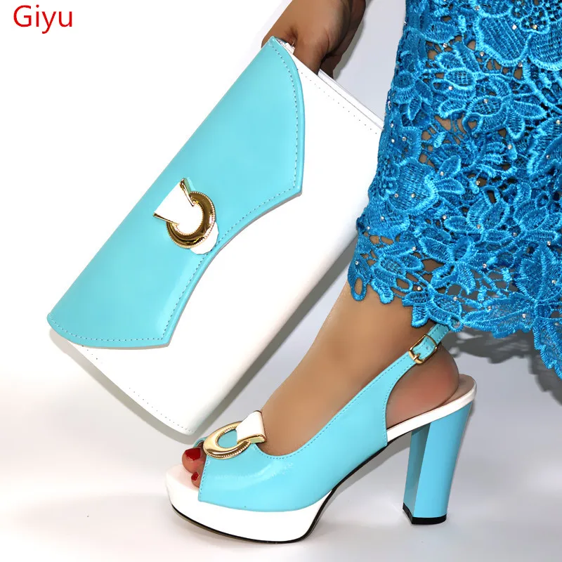 Doershow Новое поступление африканская Свадебная модель голубая Итальянская обувь с