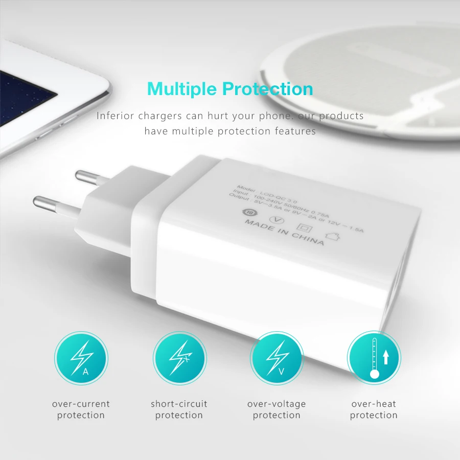 USB зарядное устройство адаптер Быстрая зарядка мобильного телефона 3 отверстия зарядное устройство QC3.0 ЕС Разъем для iPhone samsung Xiaomi huawei