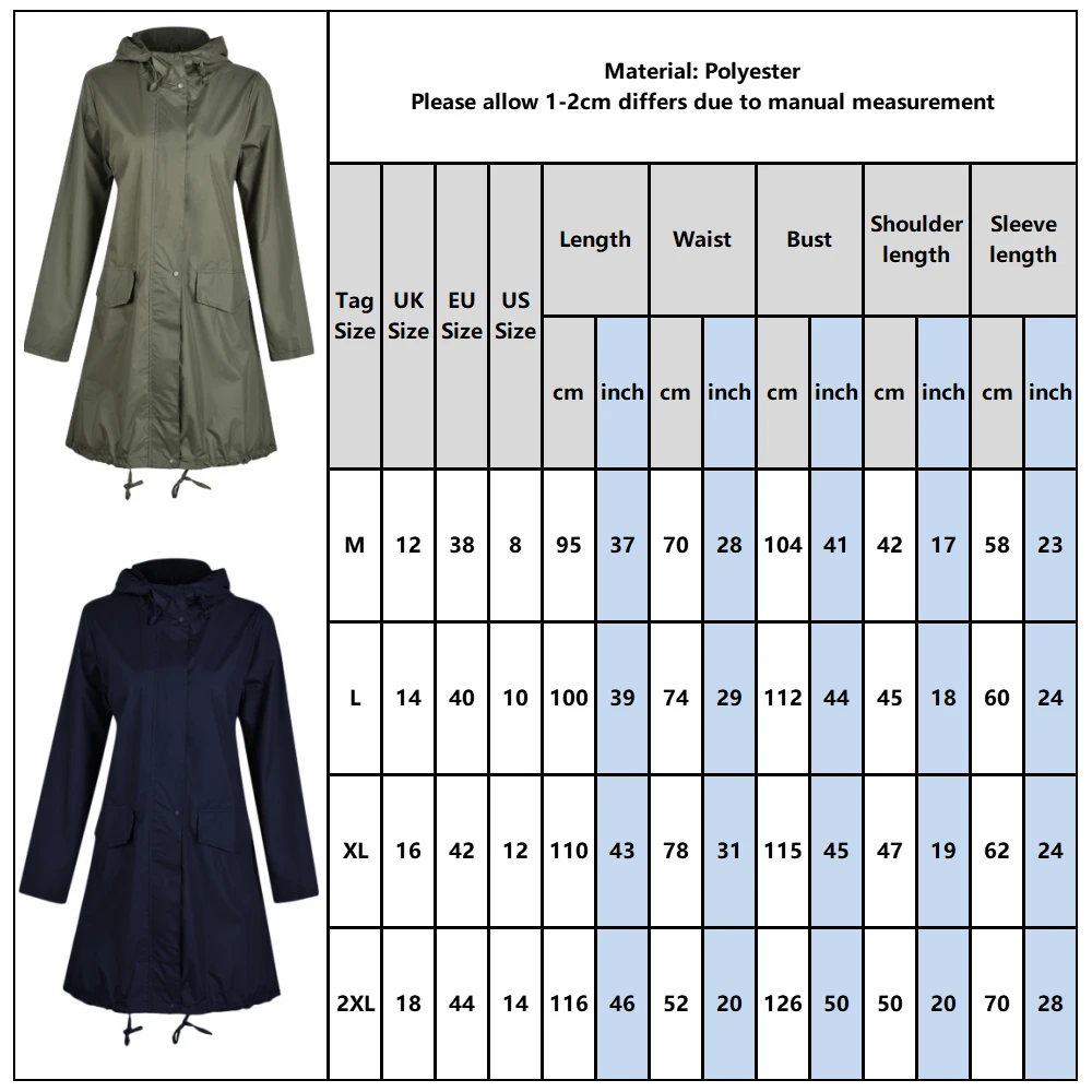 Женский дождевик армейский зеленый ветровка Женская длинная Осенняя зимняя