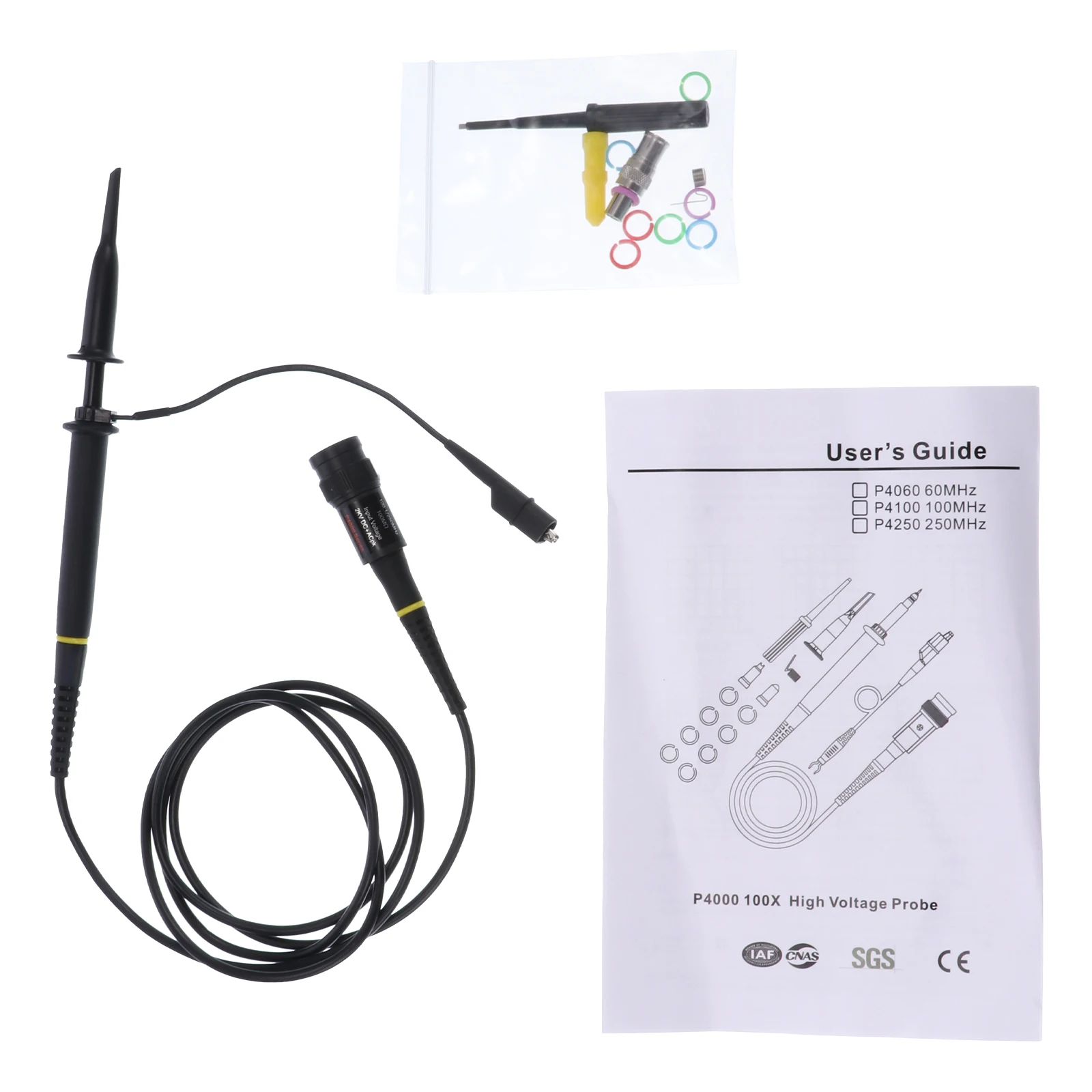 

P4250 High Voltage Oscilloscope Probe 100:1 2KV 250MHz 100X Safety BNC Connector for Oscilloscope Adjustable Attenuation