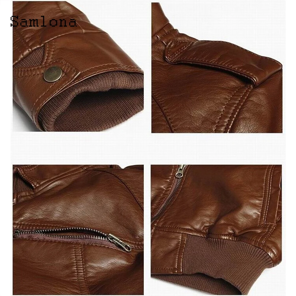 

Plus SIze 3XL Mens Pu Leather Jacket 2021 Spring Autumn Motorcycle Jackets Brown Faux Leather Outerwear Slim Fit Men Clothing