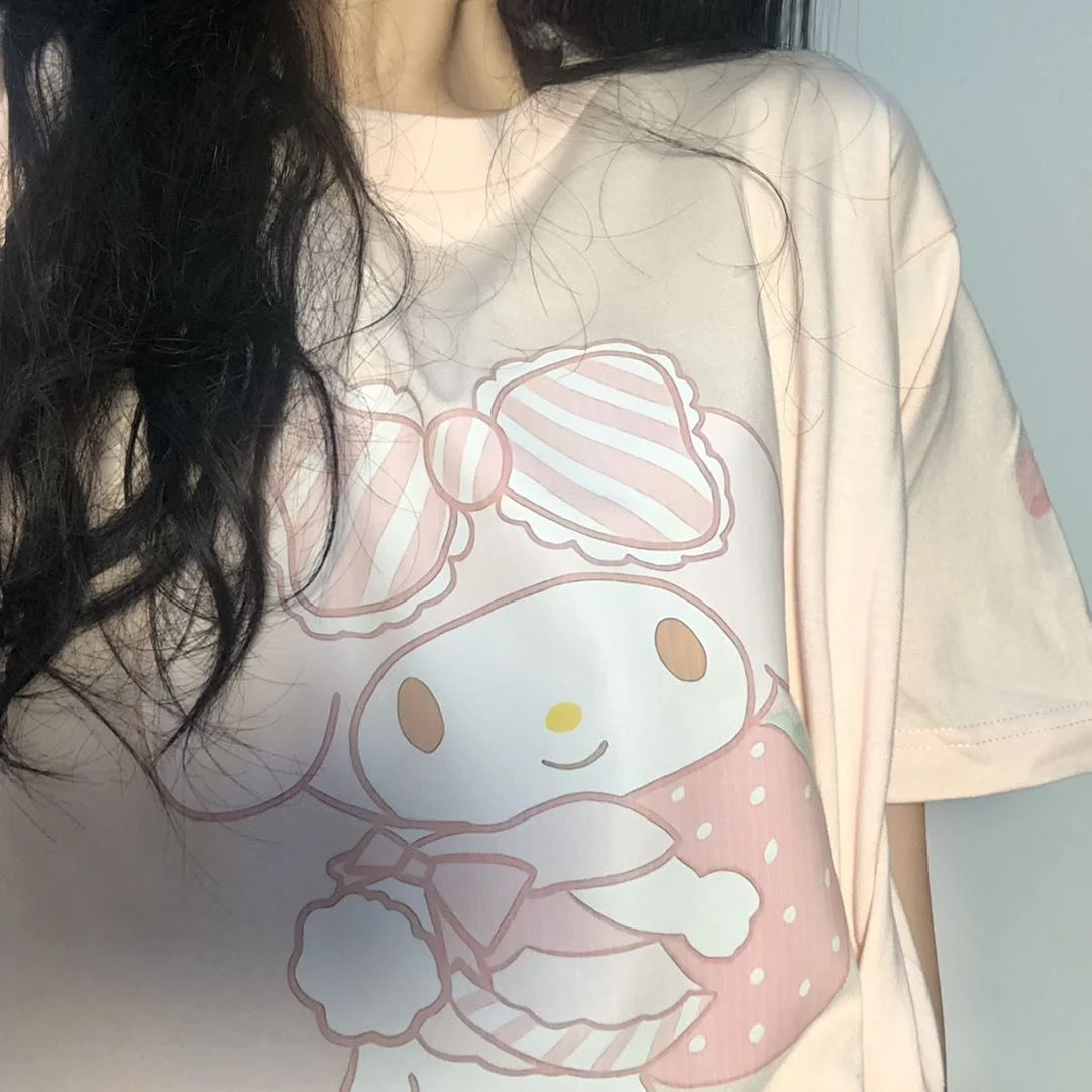 Милая 2021 Kawaii Футболка Топ свободная хлопковая женская Y2k футболка мой
