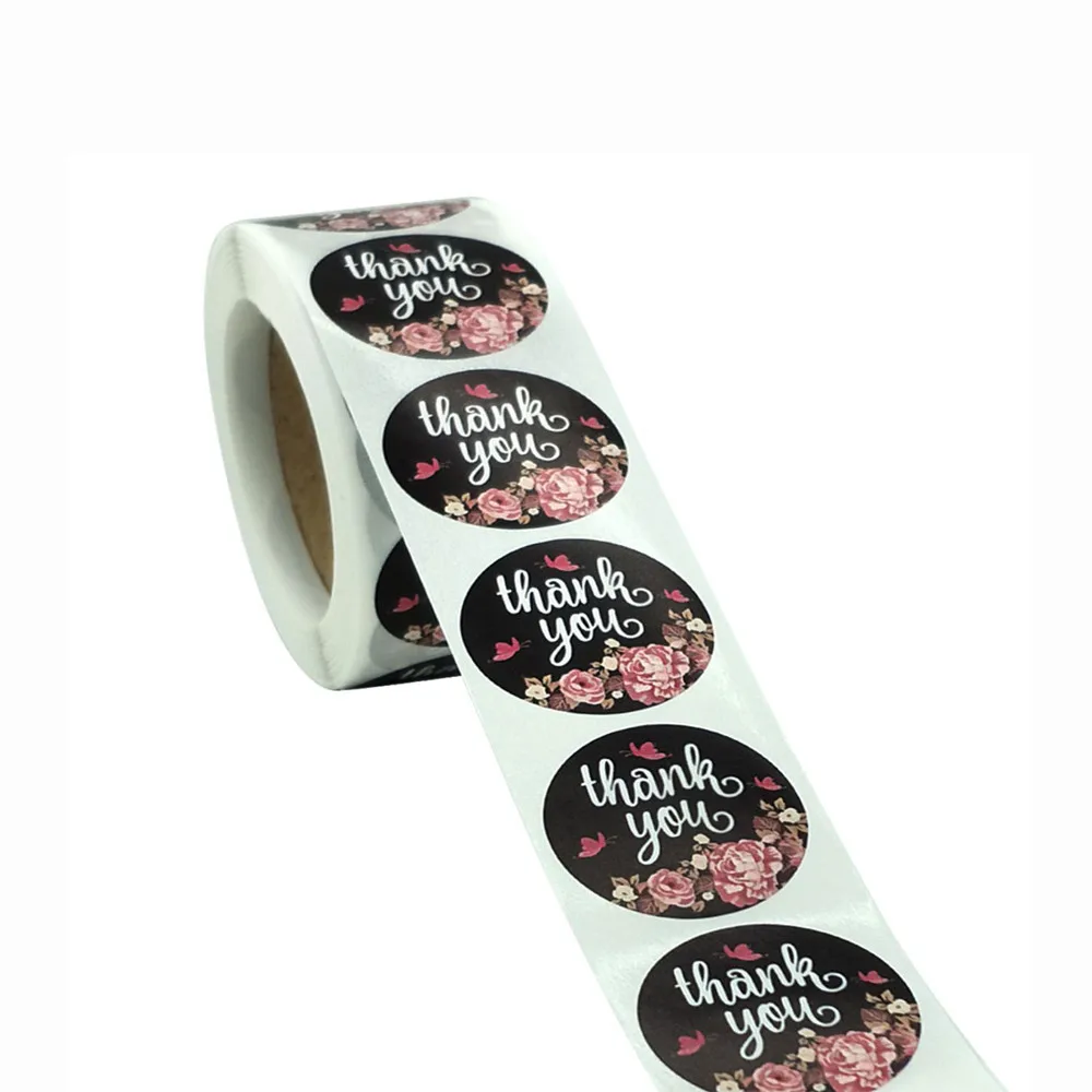 Cheap 500pcs Thank You Stickers Flower Pattern Labels For Business Mailing Boutique Bags Envelope Seal 1 Inch | Канцтовары для