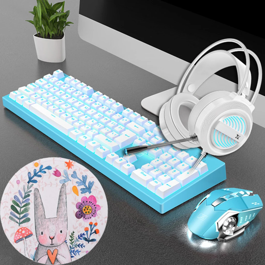 

2 Set Computer Desktop Gaming Keyboard and Mouse +Gaming Headset +Mouse Pad