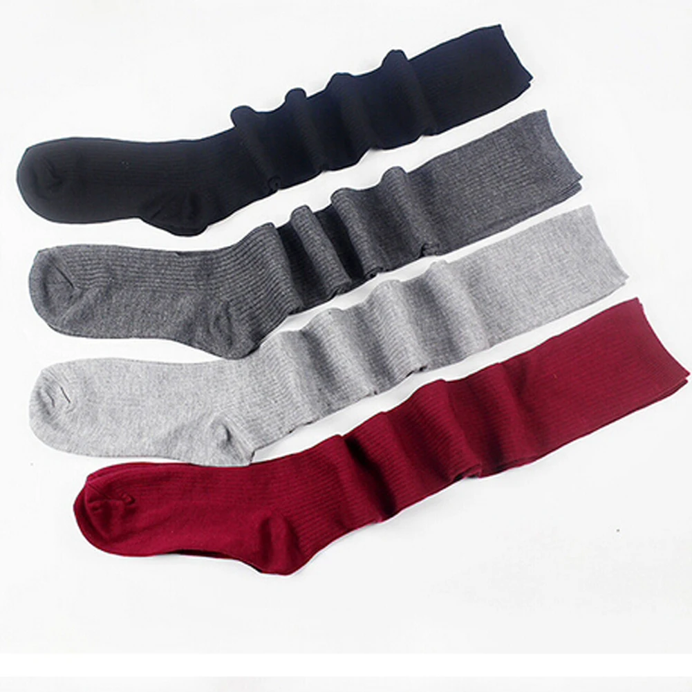 

Women Girl Over Knee Stockings Warm Knit Soft Thigh High Long Socks Solid Loose Stockings