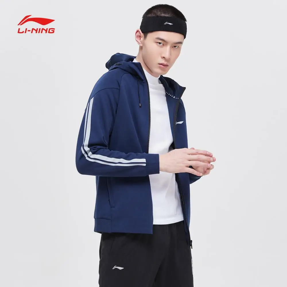 Li-Ning мужская Спортивная толстовка с капюшоном, Стандартная посадка, 63% полиэстер, 37% спандекс, Удобная подкладка, спортивный свитер для фитнеса, AWDP157 CJFM19