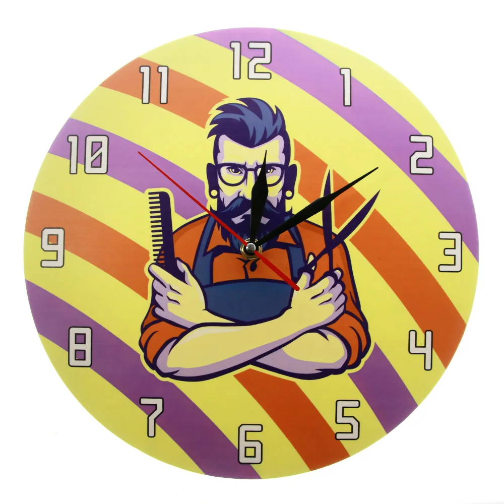 Винтажные настенные часы в полоску для парикмахерской украшение дома|Настенные